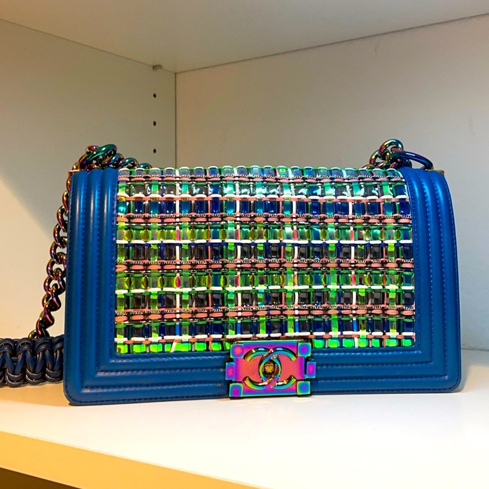CHANEL Blue Multicolor Shoulder Bag